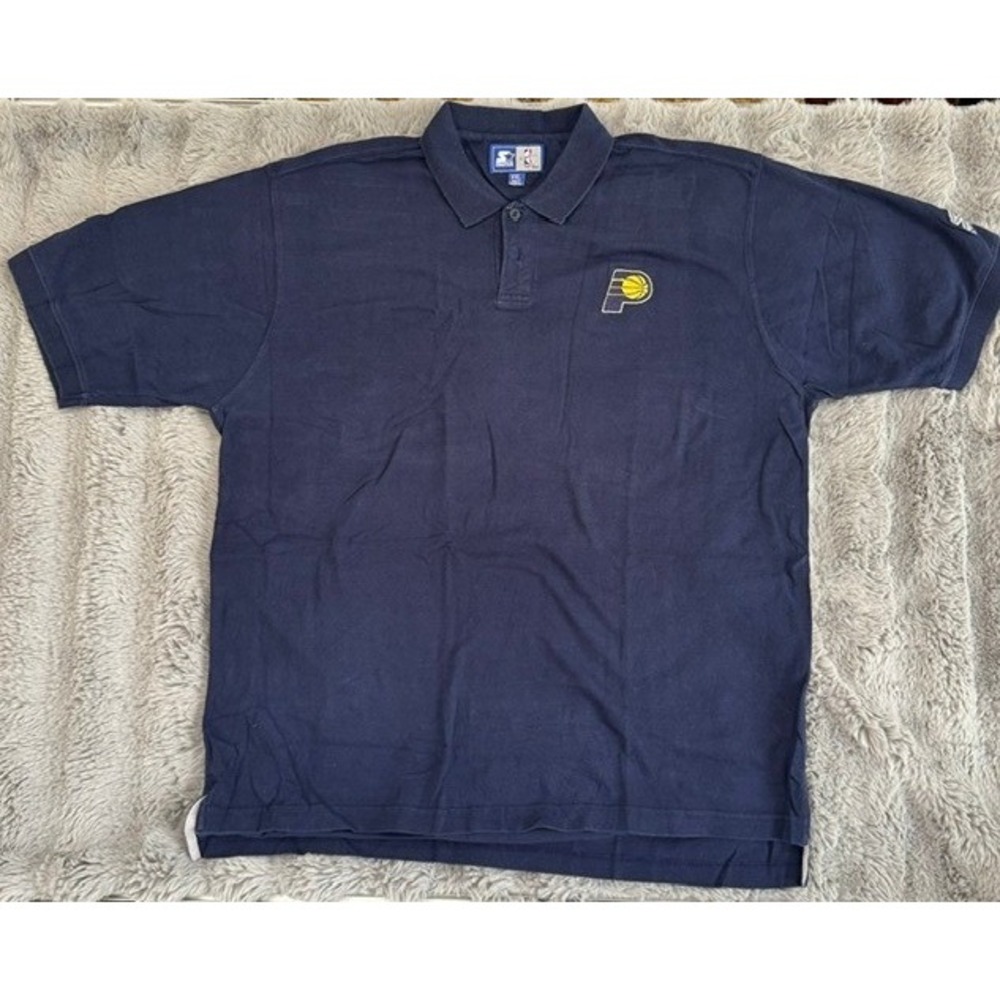 Starter NBA Indiana Pacers Polo Shirt Navy Blue Mens XXL Embroidered Logo